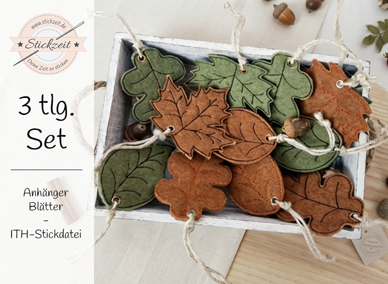 Anhänger Blätter - ITH-Stickdatei